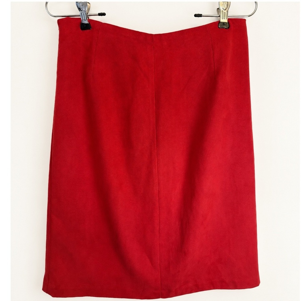 INC International Concepts Pencil Skirt Red Faux Suede Size 8 Lined Side Zip VTG